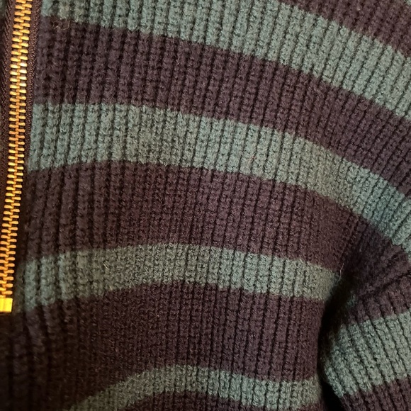 Trina Turk Sweater - Women's Small Navy Blue Green - Zip Turtleneck Pullover - Picture 6 of 12